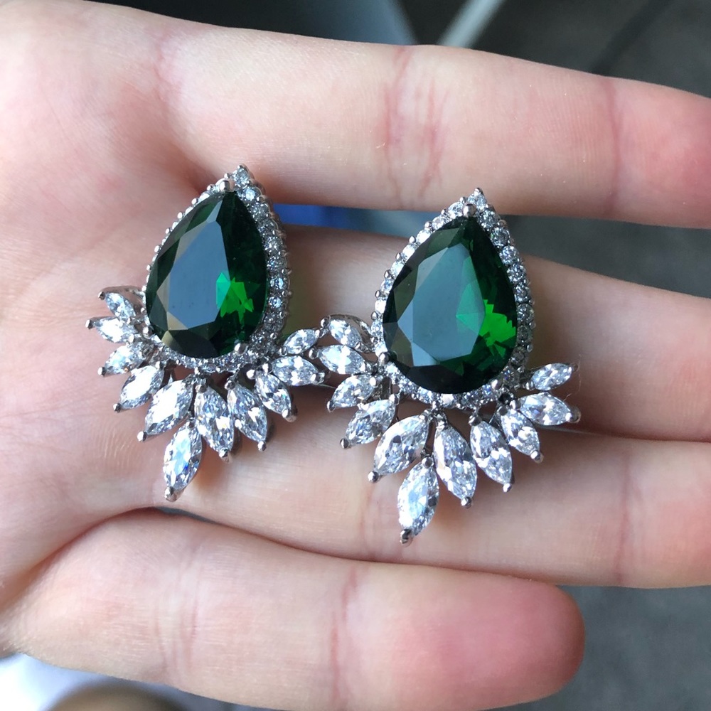 Emerald statement earrings